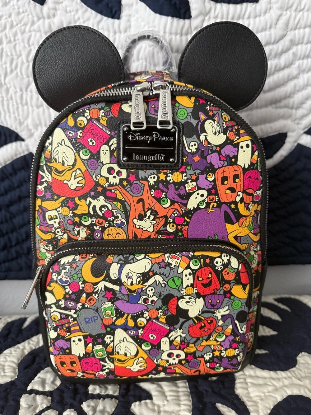 Disney Parks Halloween Mickey and Friends w/pumpkins Ghosts Mini Backpack